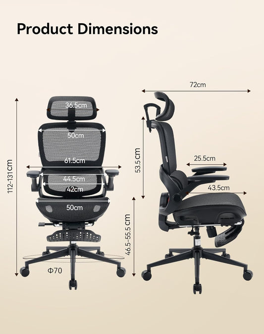 Sihoo B100-PRO Ergonomic Office Chair with 4D Linkage Armrests & Retractable Footrest