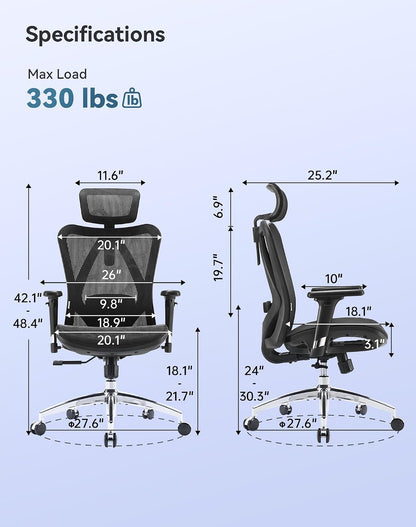 Sihoo M57 Full-Mesh Ergonomic Office Chair with 3D Adjustable Armrests