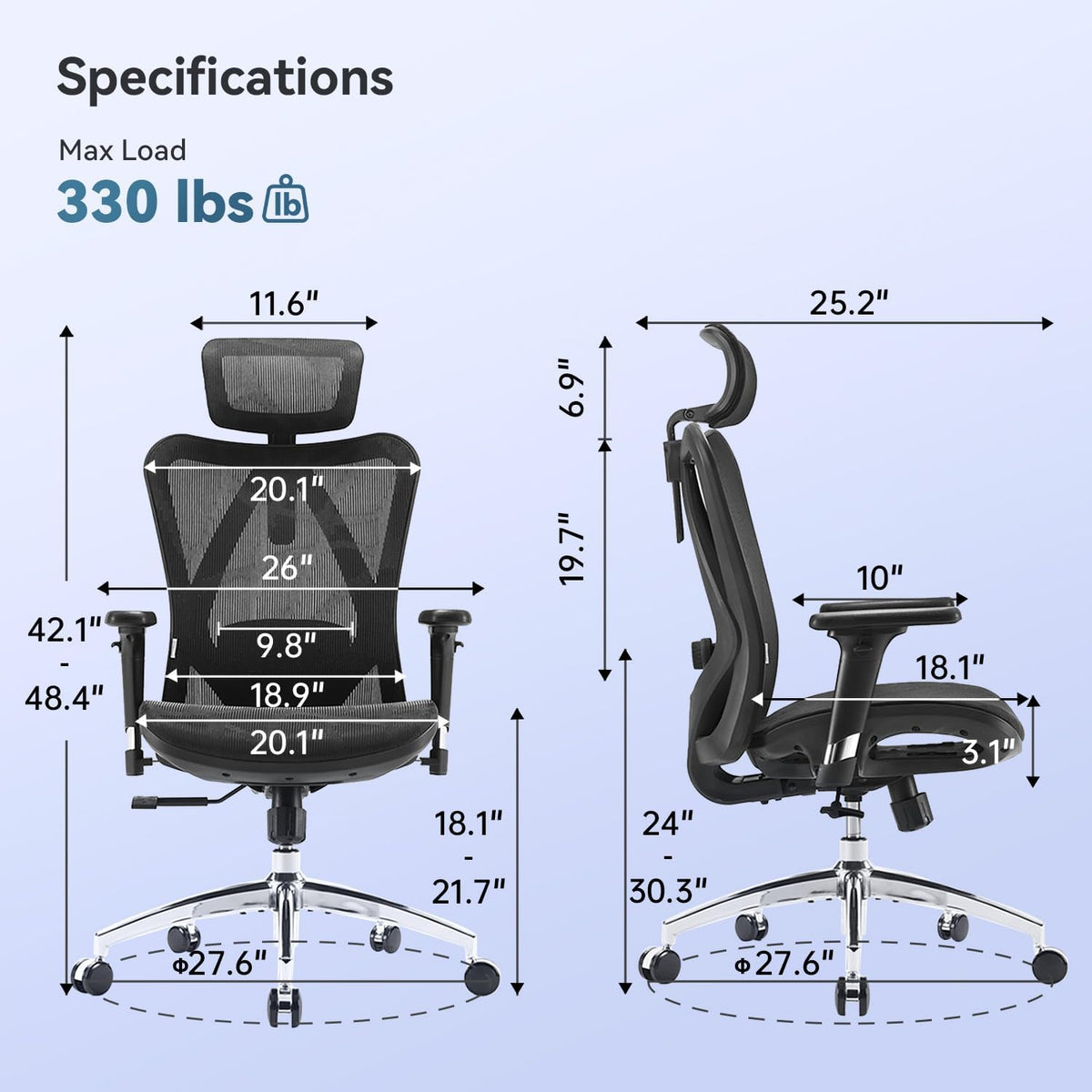 Sihoo M57 Full-Mesh Ergonomic Office Chair with 3D Adjustable Armrests