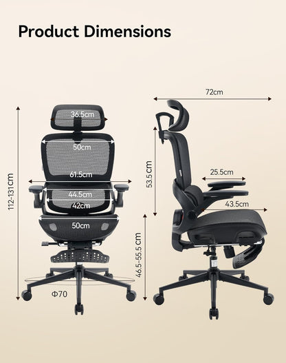 Sihoo B100-PRO Ergonomic Office Chair with 4D Linkage Armrests & Retractable Footrest