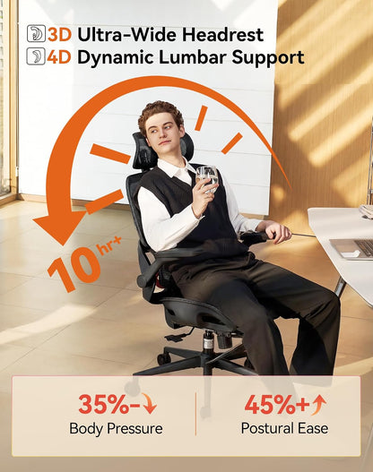 Sihoo B100-PRO Ergonomic Office Chair with 4D Linkage Armrests & Retractable Footrest