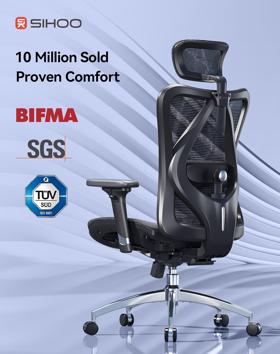 Sihoo M57 Full-Mesh Ergonomic Office Chair with 3D Adjustable Armrests