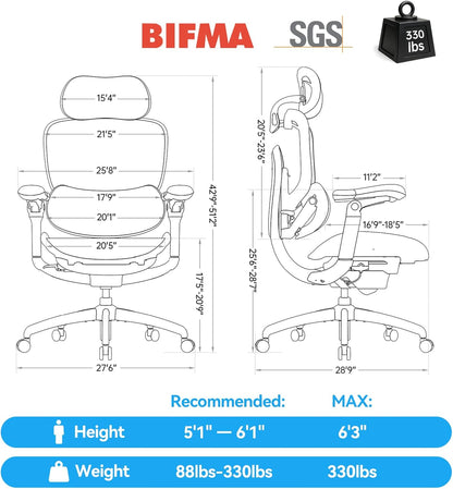 Sihoo C300-Pro-V2-M101 Ergonomic Office Chair with 8D Articulating Armrests