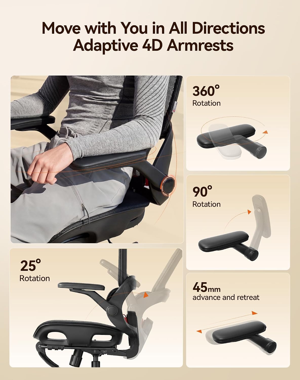 Sihoo B100-PRO Ergonomic Office Chair with 4D Linkage Armrests & Retractable Footrest