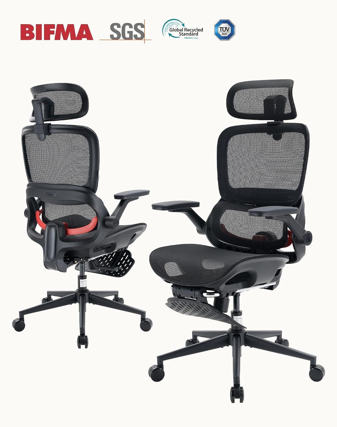 Sihoo B100-PRO Ergonomic Office Chair with 4D Linkage Armrests & Retractable Footrest