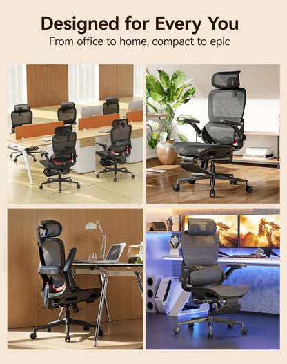 Sihoo B100-PRO Ergonomic Office Chair with 4D Linkage Armrests & Retractable Footrest